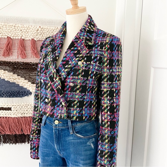 NWT ZARA Textured Cropped Tweed Double-Breasted Jacket Blazer Size S - Picture 6 of 12